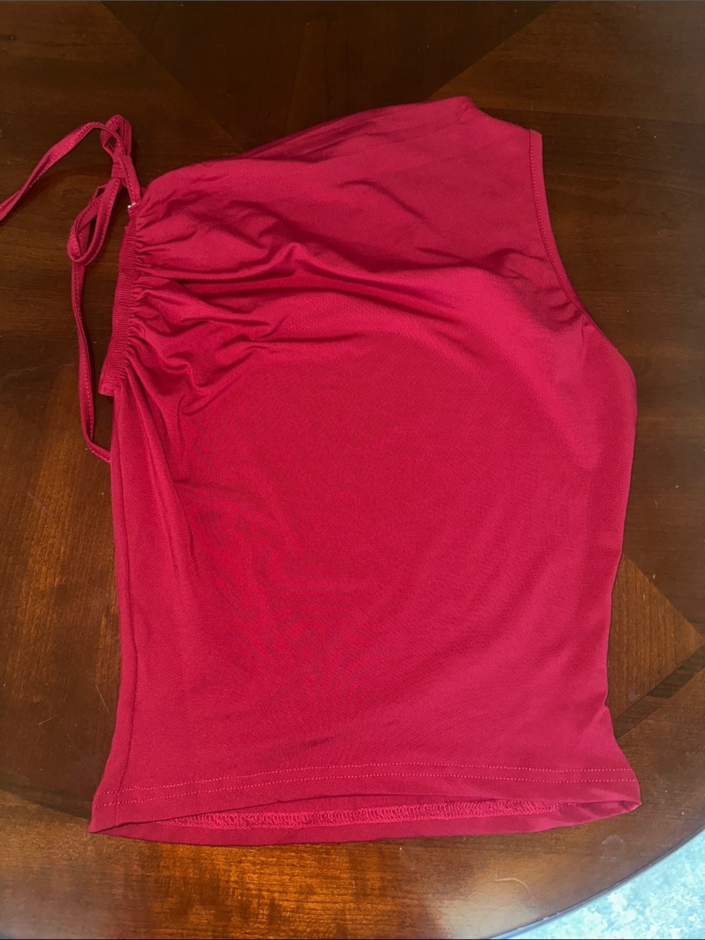 Women’s One-Shoulder Ruched Tank Top - Red